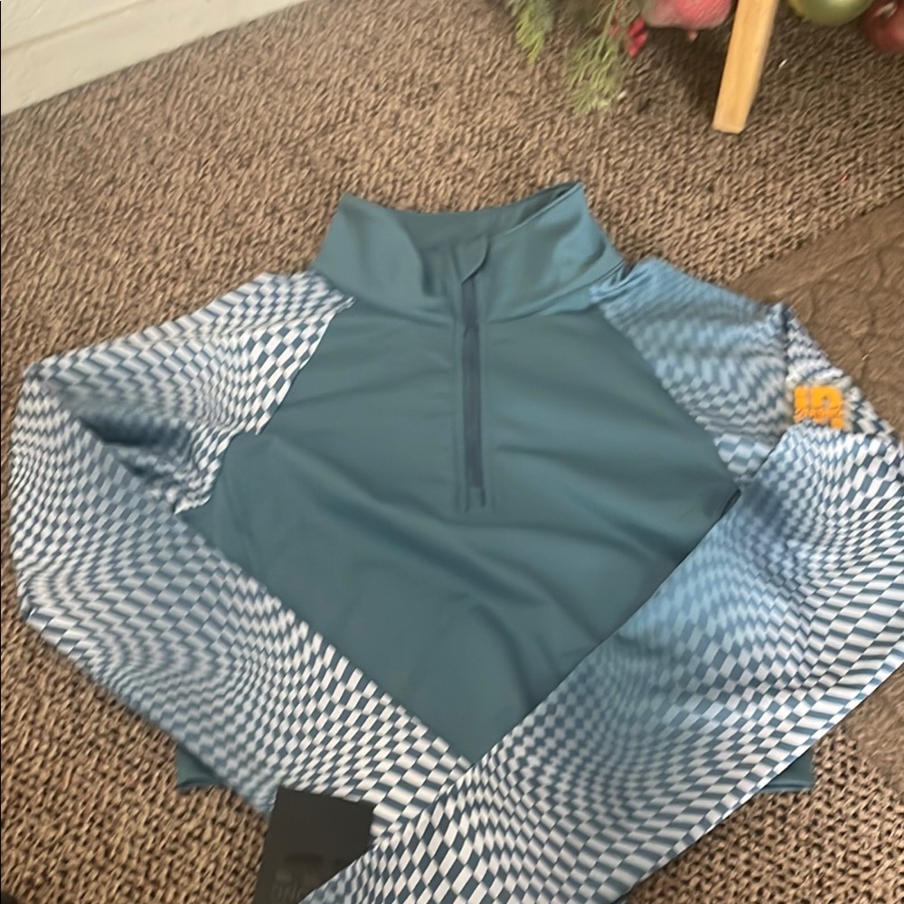 Blue and White Quarter-Zip Pullover